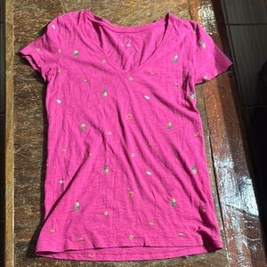 Pink V-Neck Women's Top